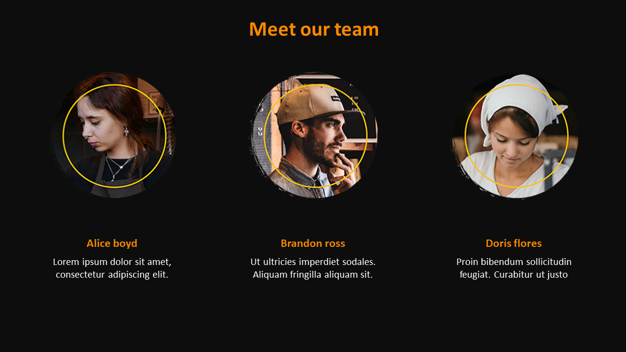 Free - Stunning Meet Our Team Presentation Slide Template Design